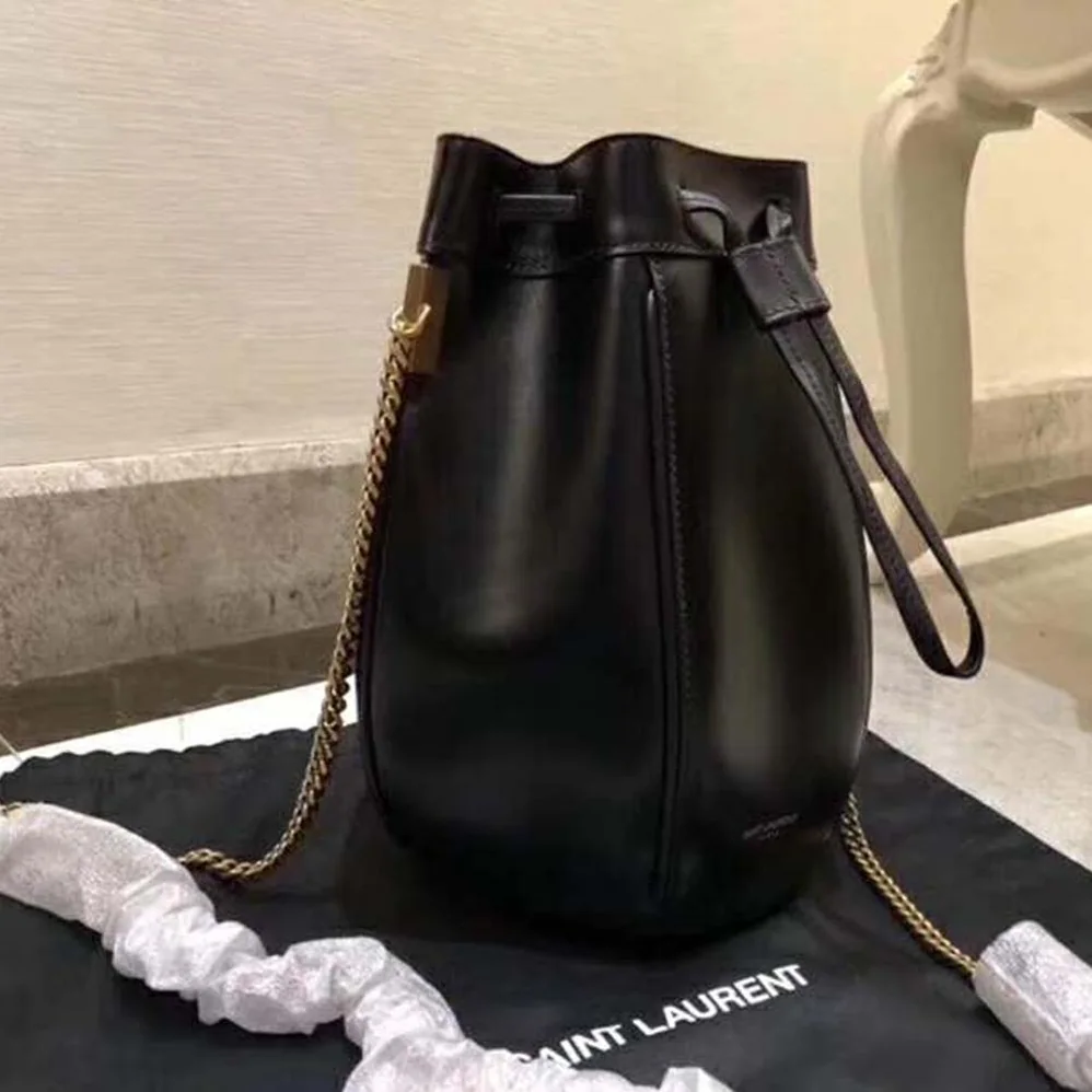 Saint Laurent YSL Saffiano Leather Mini Shoulder Bag for Women in Black Saint Laurent YSL Saffiano Leather Mini Shoulder Bag for Women in Black