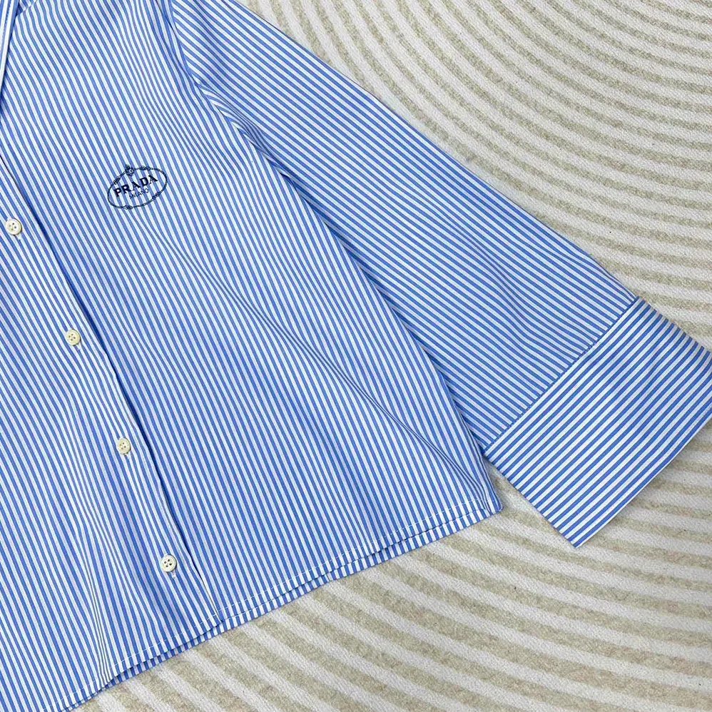 Prada Embroidered Striped Shirt for Women Prada Embroidered Striped Shirt for Women