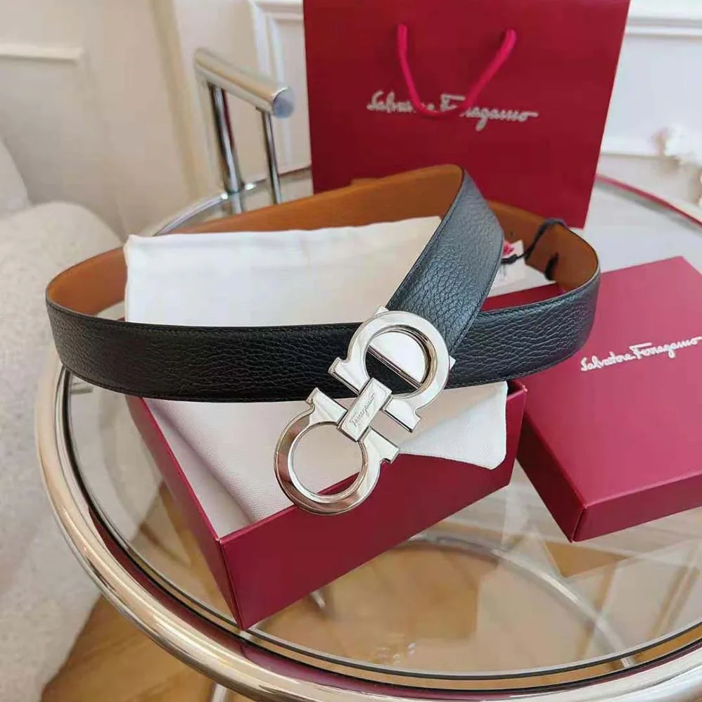 Salvatore Ferragamo Reversible and Adjustable Gancini Belt for Men in Brown