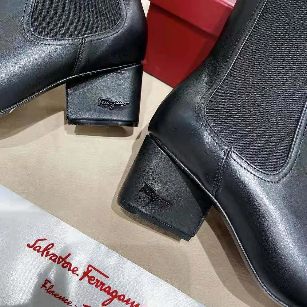 Salvatore Ferragamo Chelsea Boot in 55mm Heel for Women in Black Salvatore Ferragamo Chelsea Boot in 55mm Heel for Women in Black