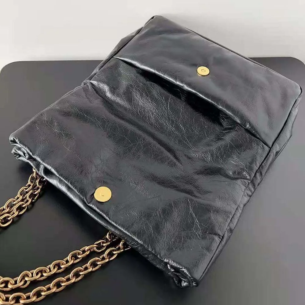 Balenciaga Monaco Large Chain Bag in Black Arena Calfskin for Women