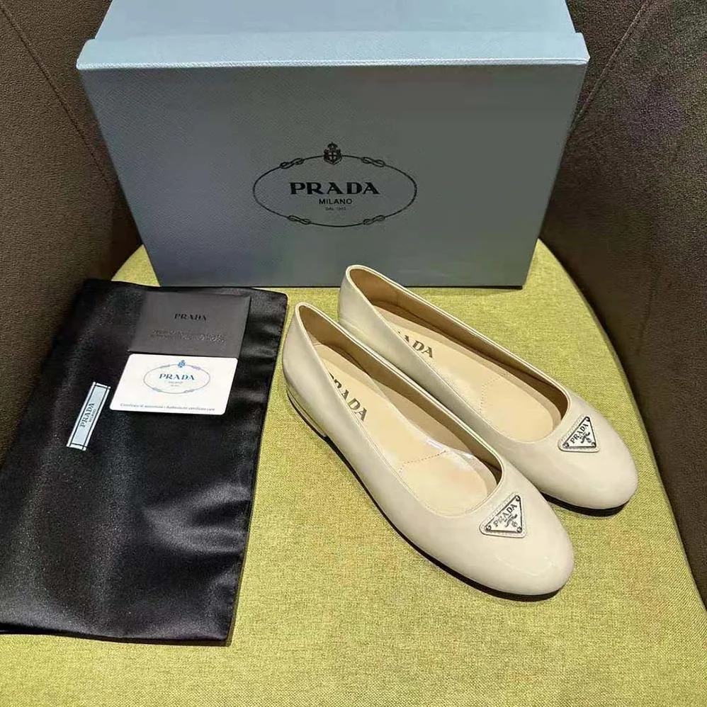 Prada Patent Leather Ballerinas for Women in White