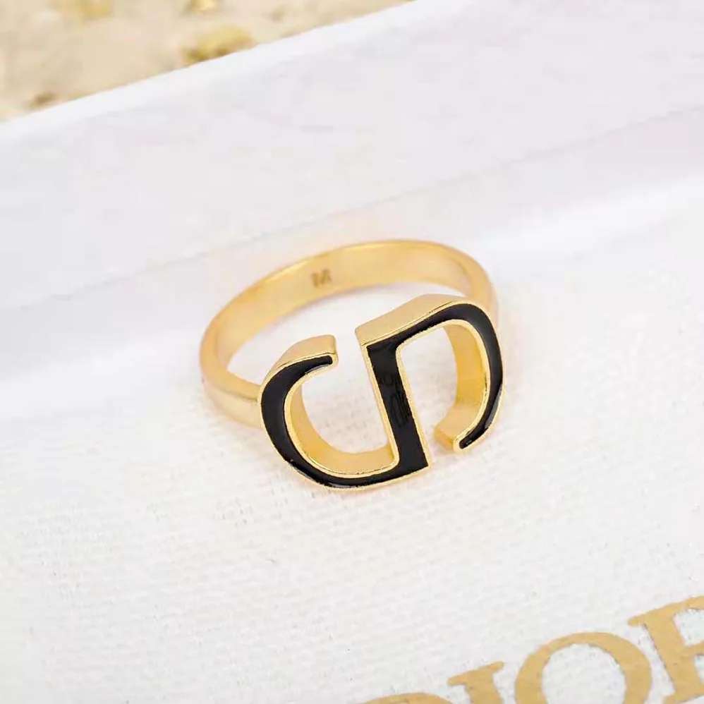 Dior Petit CD Ring Gold-Finish Metal and Black Lacquer for Women Dior Petit CD Ring Gold-Finish Metal and Black Lacquer for Women