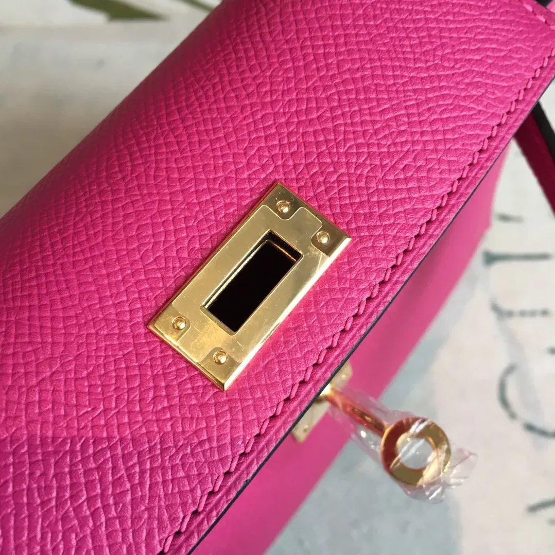 Hermes Mini Kelly Pink Gold Toned Hardware /
