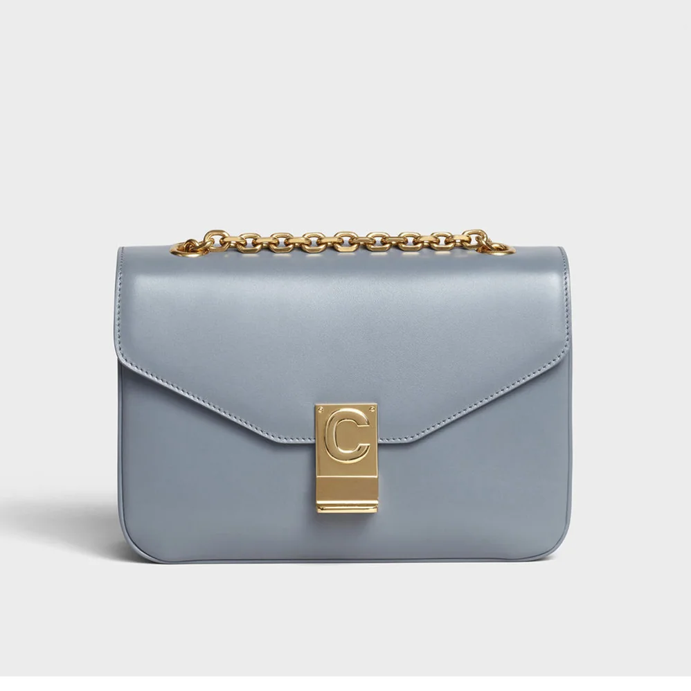 Celine Medium C Bag in Shiny Calfskin for Women in Silver