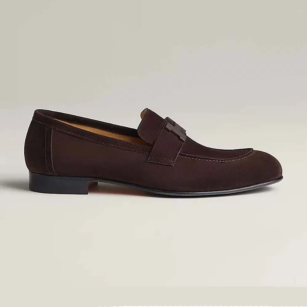 Hermes Paris Loafer in Suede Goatskin for Men in Maroon