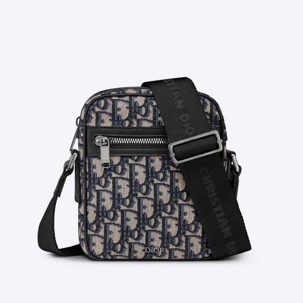Dior Messenger Pouch Beige and Black Dior Oblique Jacquard for Men
