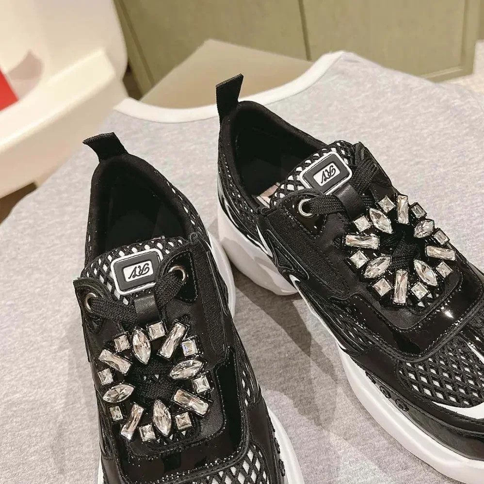 Roger Vivier Viv' on the Run Sneakers in Patent Leather and Fabric for Women in Black Roger Vivier Viv' on the Run Sneakers in Patent Leather and Fabric for Women in Black