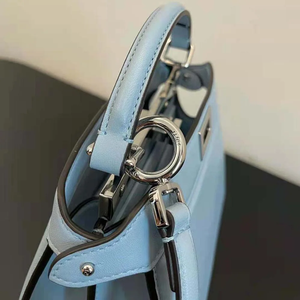 Fendi Peekaboo ISeeU Petite Light Blue Padded Nappa Leather Bag for Women Fendi Peekaboo ISeeU Petite Light Blue Padded Nappa Leather Bag for Women