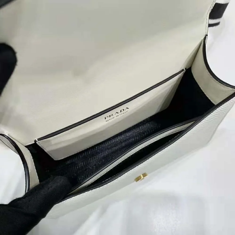 Prada Monochrome Saffiano and Leather Bag for Women in White
