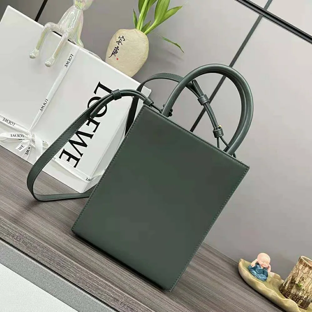 Loewe Standard A5 Tote in Sleek Calfskin for Women in Green Loewe Standard A5 Tote in Sleek Calfskin for Women in Green