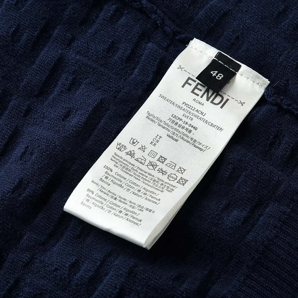 Fendi Dark Blue Cotton Tricot Polo Shirt for Men