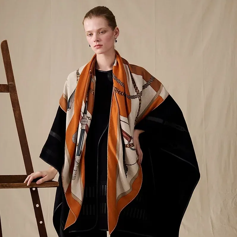 Hermes Clic-Clac Triangle Scarf Orange Cuit 03