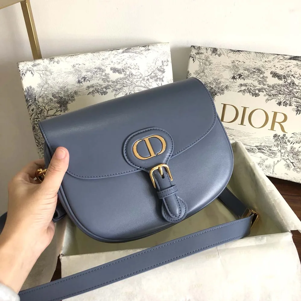 Dior Medium Dior Bobby Bag Denim Box Calfskin for Women in Blue