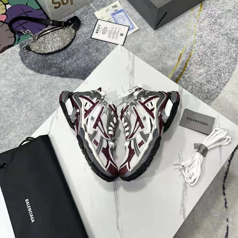 Balenciaga Runner Sneaker in Burgundy Mesh and Nylon for Women