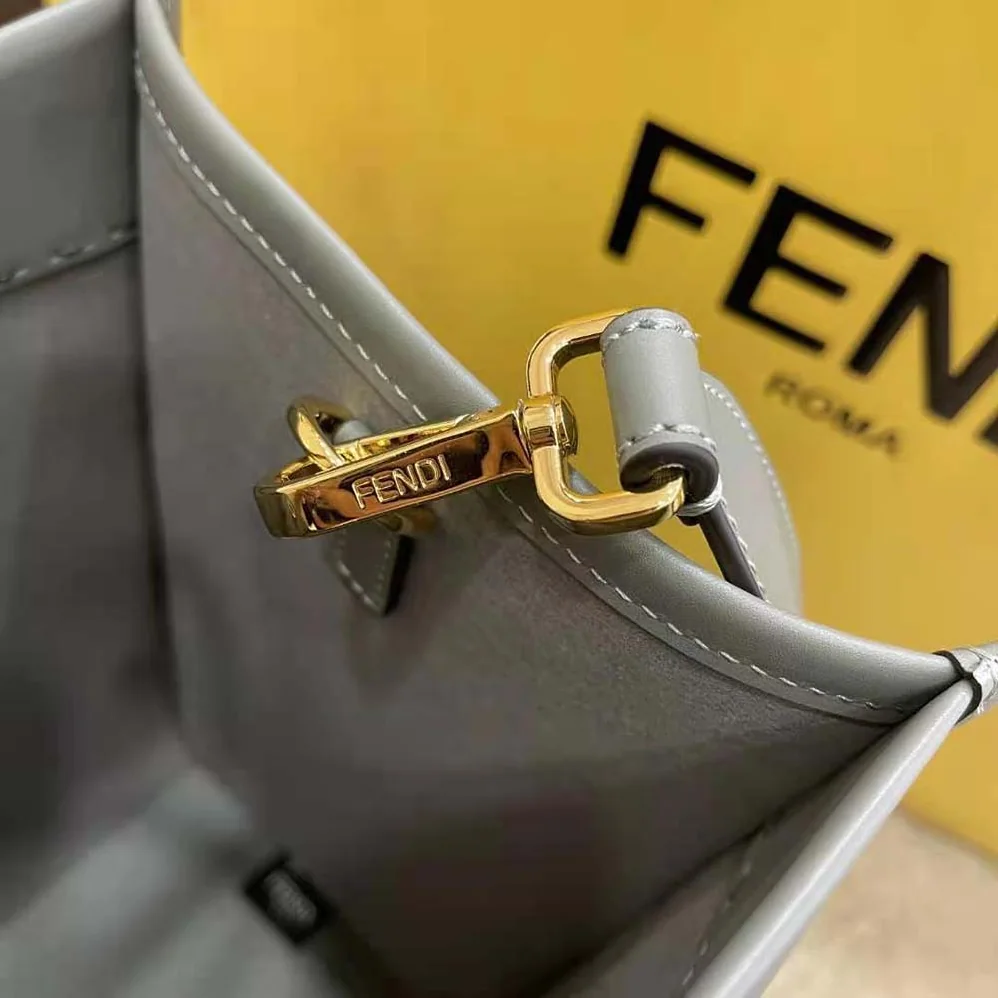Fendi Sunshine Medium Leather Shopper for Women in Silver Fendi Sunshine Medium Leather Shopper for Women in Silver