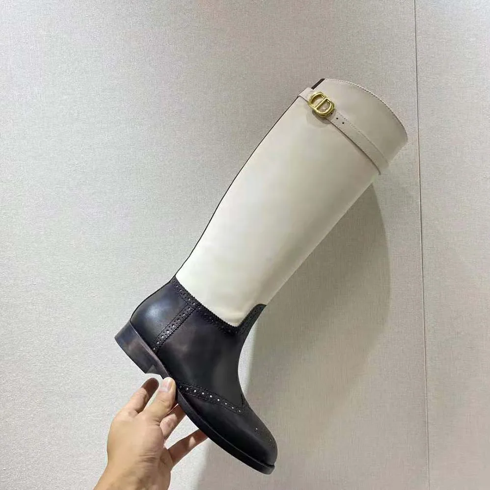 Dior Empreinte Boot Black and White Perforated Calfskin for Women