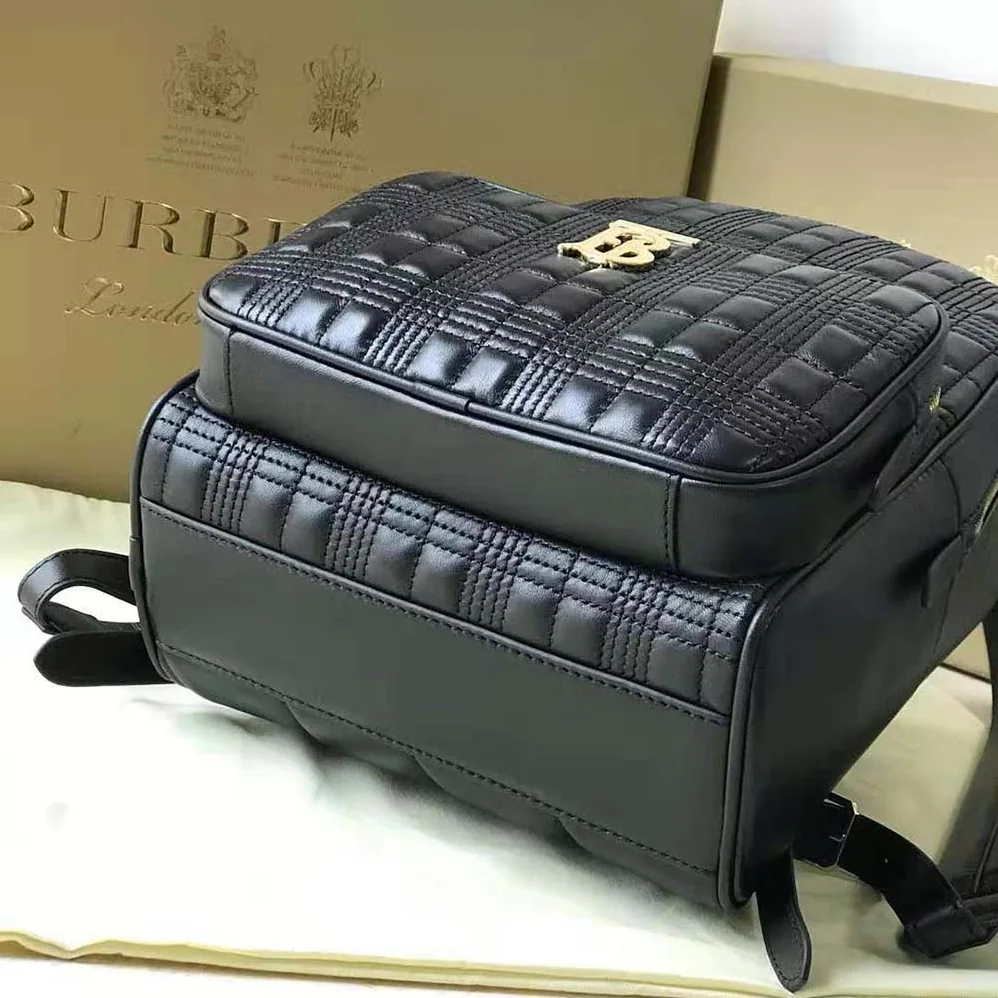 Burberry Quilted Check Lambskin Backpack for Women in Black