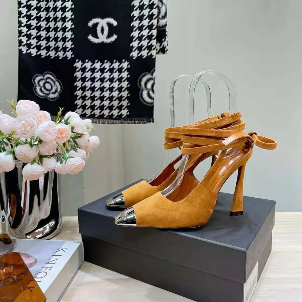 Saint Laurent YSL Blade Slingback Pumps in Suede for Women in Brown Saint Laurent YSL Blade Slingback Pumps in Suede for Women in Brown