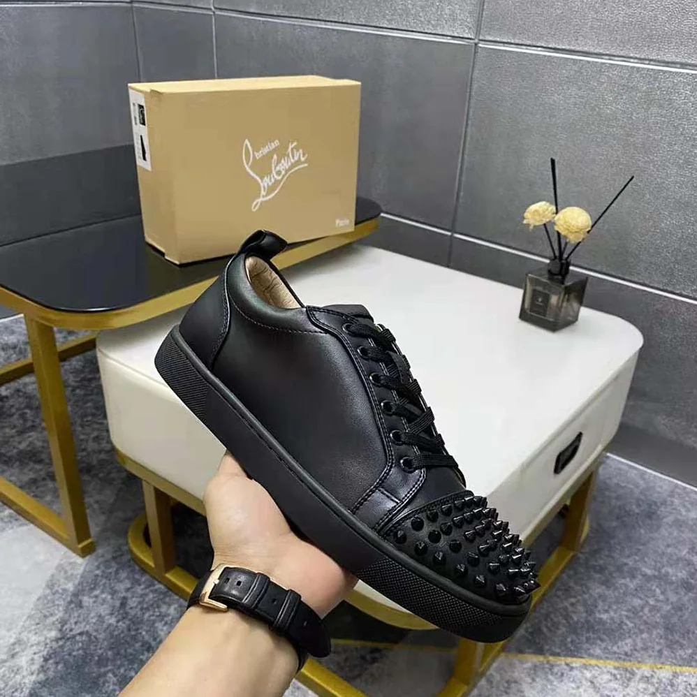 Christian Louboutin Louis Junior Spikes for Men in Black Christian Louboutin Louis Junior Spikes for Men in Black