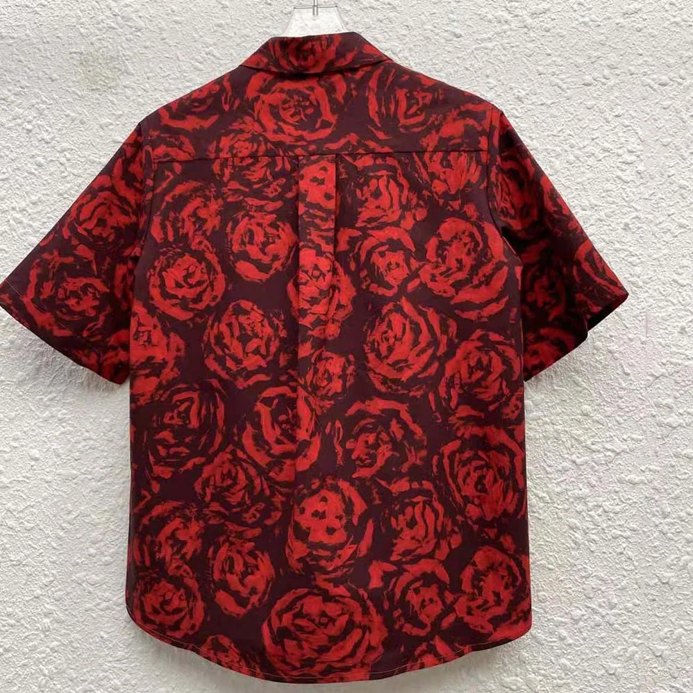 Dior Blouse Red Dior Roses Silk Taffeta for Women