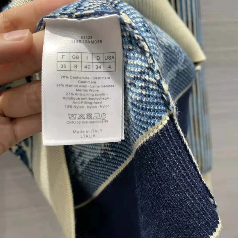 Dior Sweater Navy Blue and White Stretch Cashmere for Women