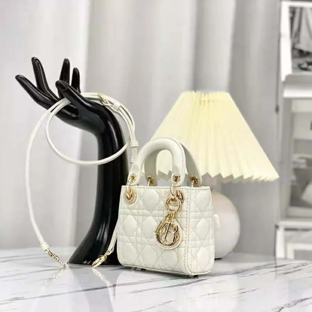 Dior Micro Lady Dior Bag Latte Cannage Lambskin for Women