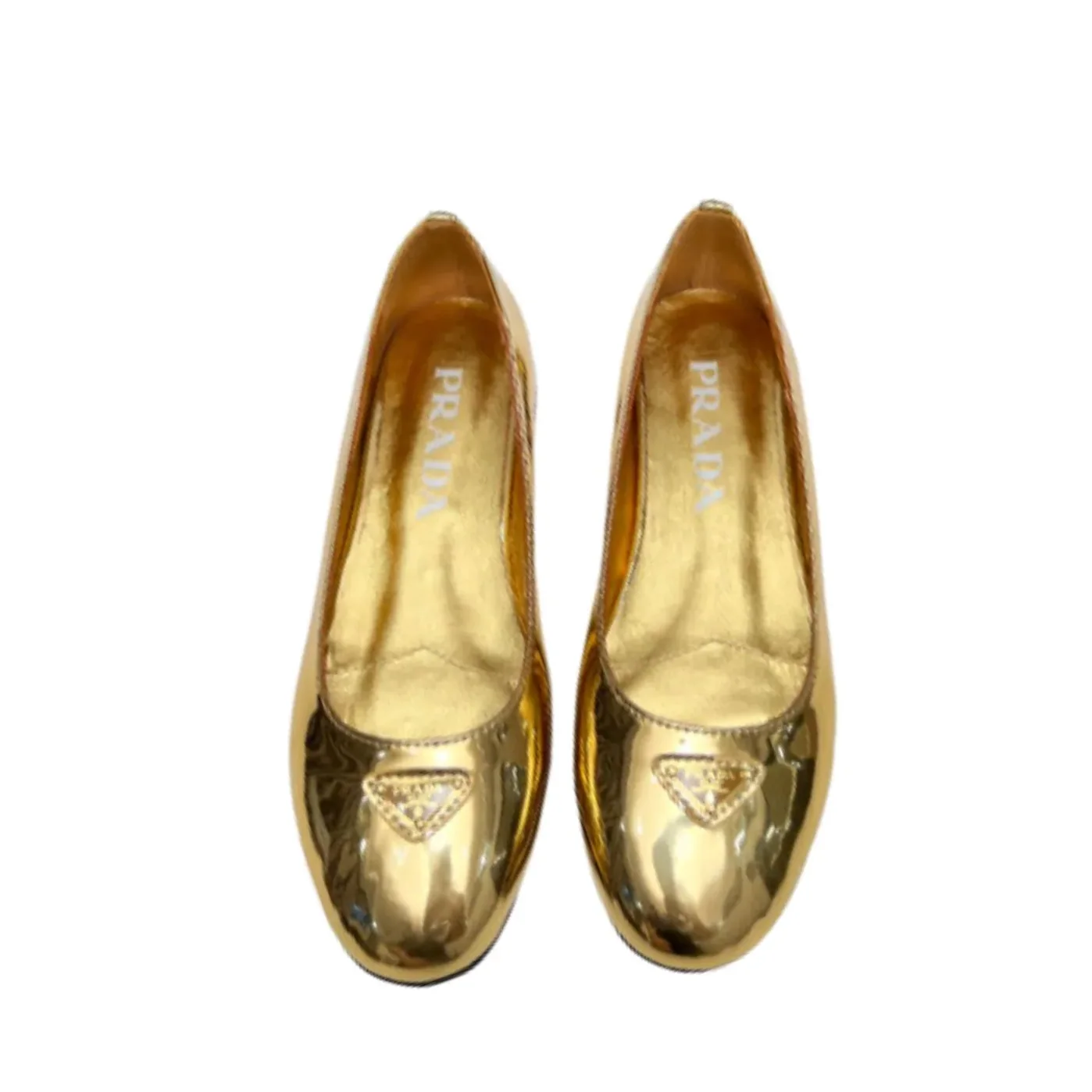 Prada Patent Ballerinas Gold