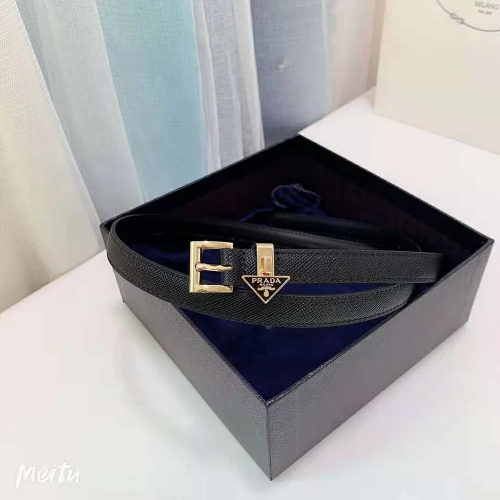 Prada Saffiano Leather Belt for Women in Black Prada Saffiano Leather Belt for Women in Black