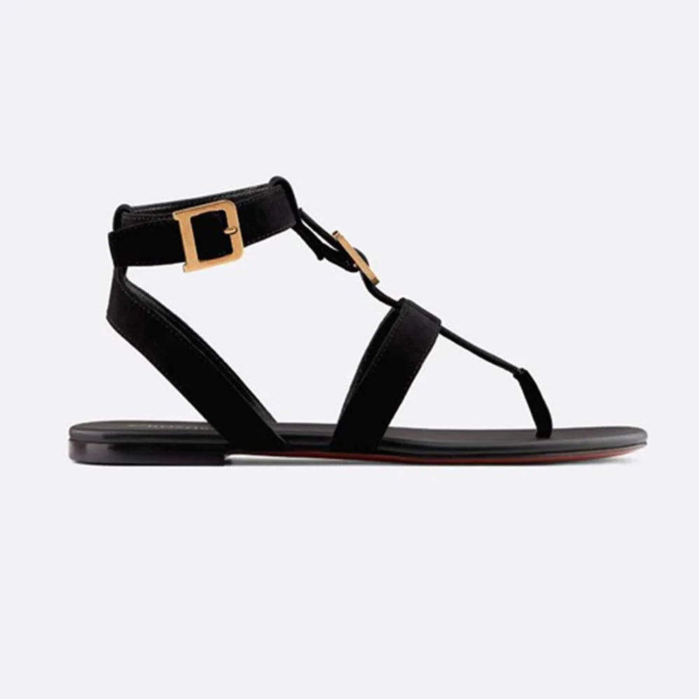 Dior Double-D Sandal in Suede Calfskin for Women in Black Dior Double-D Sandal in Suede Calfskin for Women in Black