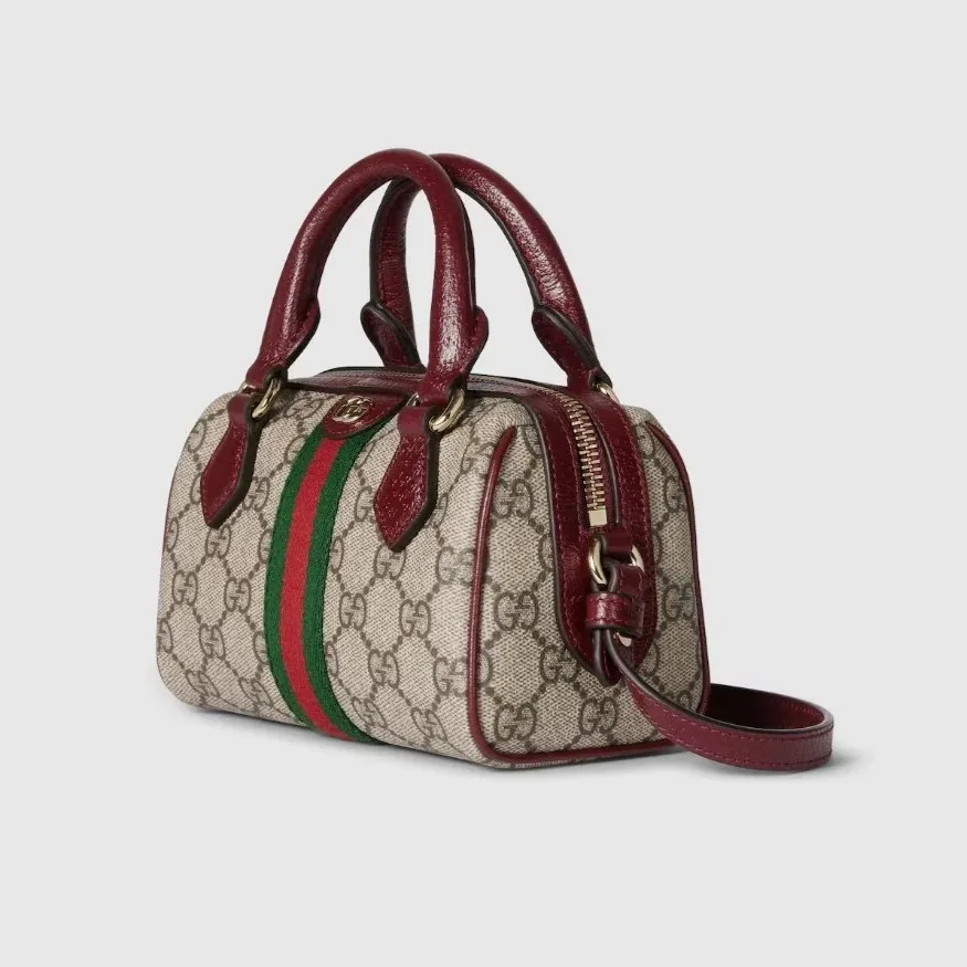 Gucci Ophidia Boston Mini Top Handle Bag in Beige/ Brown Gold Hardware Gucci Ophidia Boston Mini Top Handle Bag in Beige/ Brown Gold Hardware