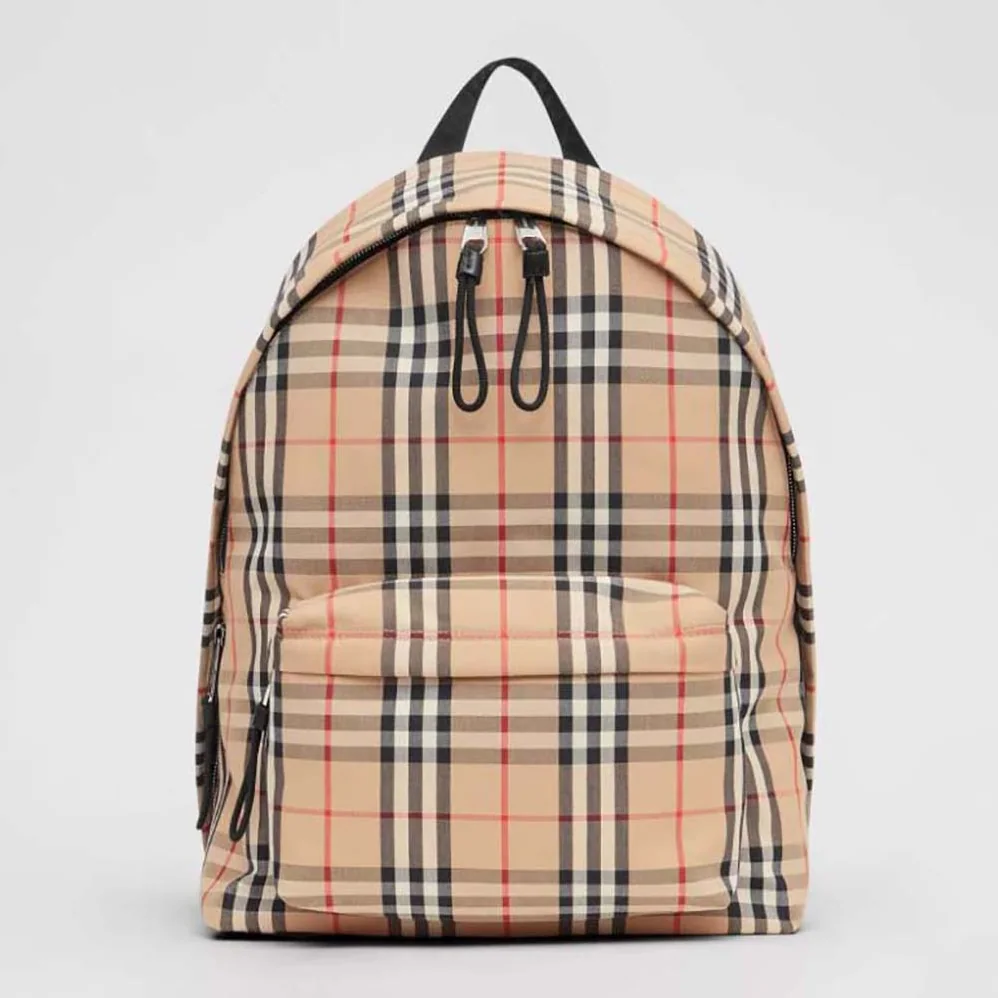 Burberry Vintage Check Nylon Backpack for Men in Beige