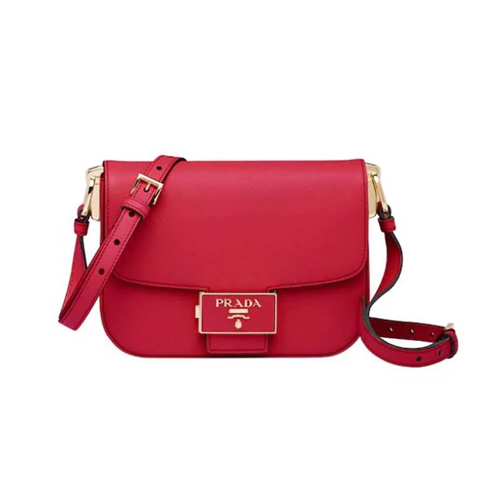Prada Saffiano Leather Prada Embleme Bag for Women in Red Prada Saffiano Leather Prada Embleme Bag for Women in Red