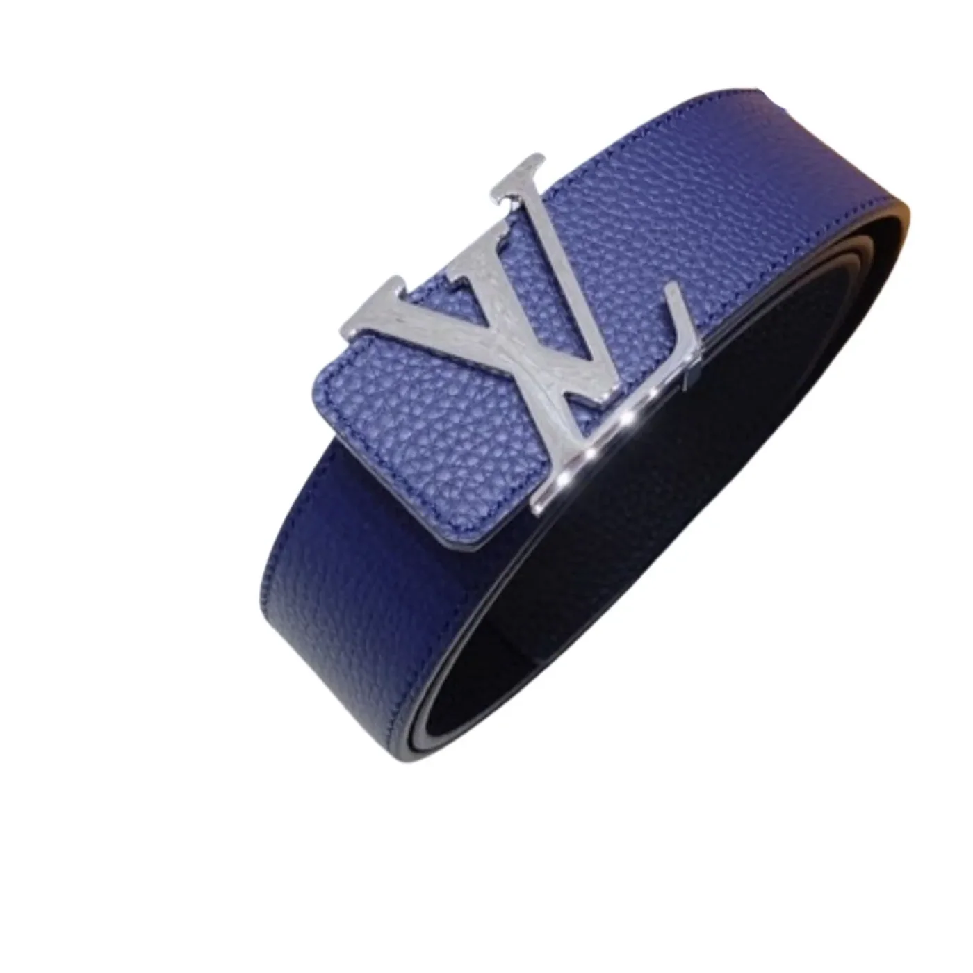 Louis Vuitton Silver Tone Buckle LV Iconic Belt Dark Blue