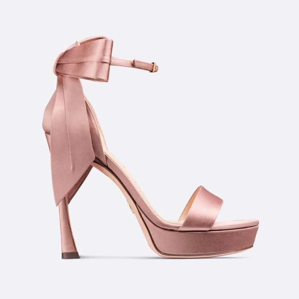 Dior Mlle Dior Heeled Sandal Rose Des Vents Satin for Women