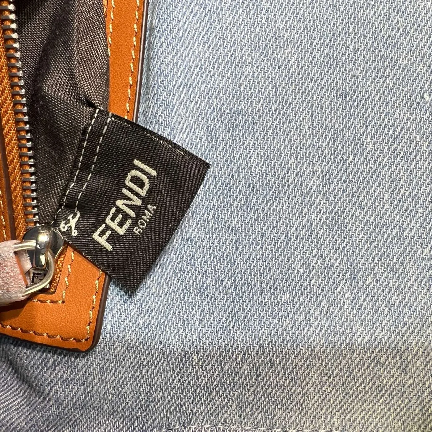 Fendi Denim Bag With FF Embroidery Blue /