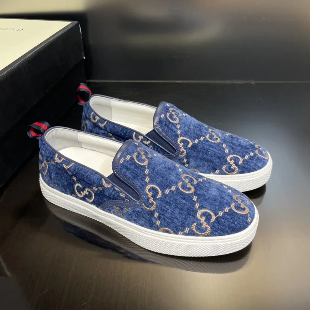 Gucci GG Supreme Slip for Men in on Sneaker Light Blue Gucci GG Supreme Slip for Men in on Sneaker Light Blue
