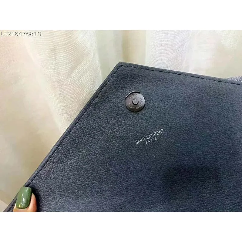 Saint Laurent YSL Large Envelope Mixed Grain De Poudre Matelasse in Grey