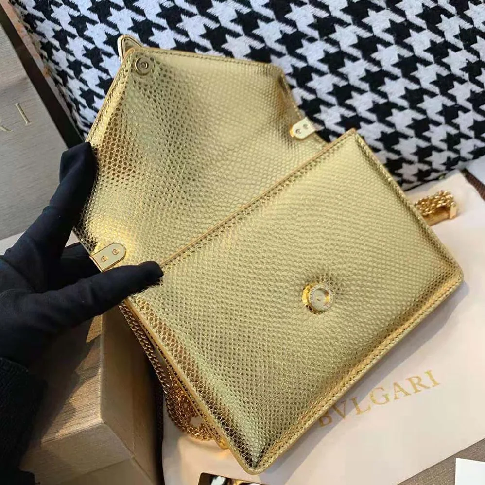 Bvlgari Serpenti Forever Shoulder Bag in Karung Leather for Women in Gold Bvlgari Serpenti Forever Shoulder Bag in Karung Leather for Women in Gold
