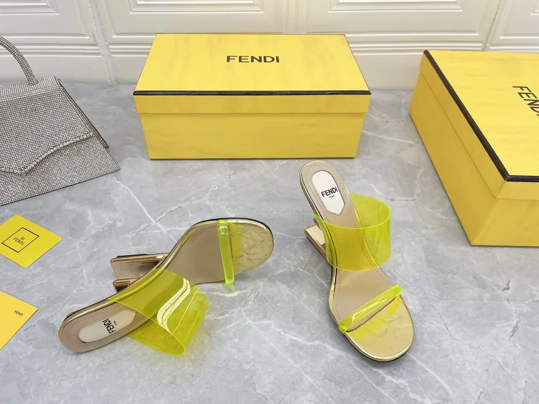 Fendi First Yellow Transparent High in Heeled Sandals