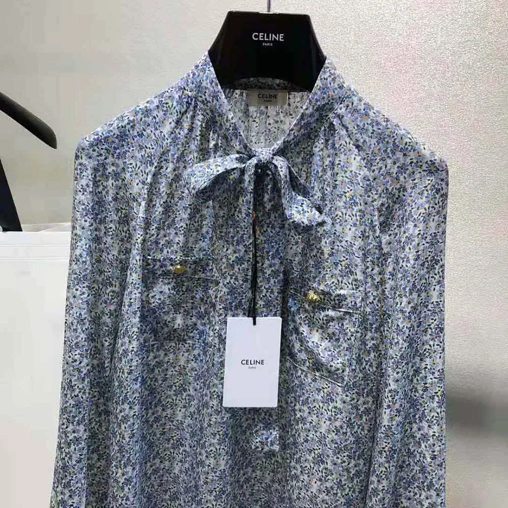 Celine Lavalliere Blouse in Crepe DE Chine for Women