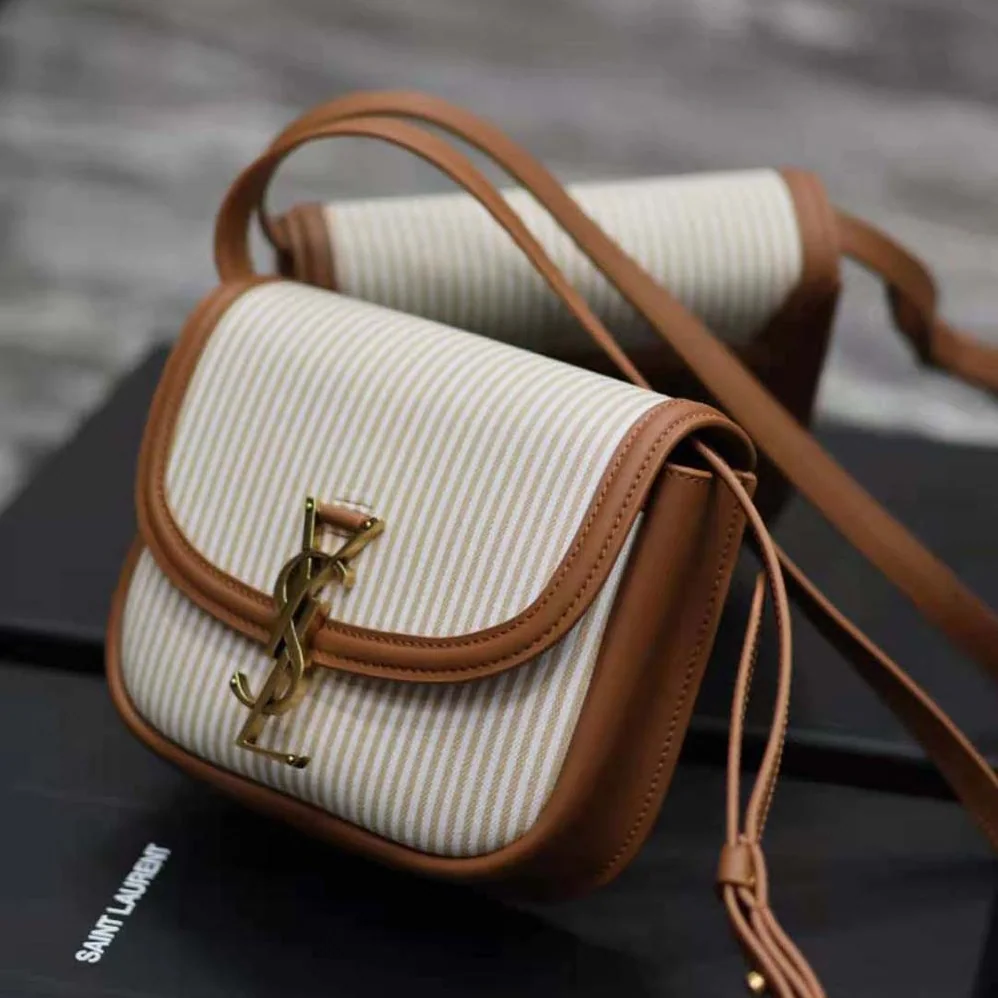 Saint Laurent YSL Kaia Small in Canvas and Vegetable for Women in tanned Leather Saint Laurent YSL Kaia Small in Canvas and Vegetable for Women in tanned Leather