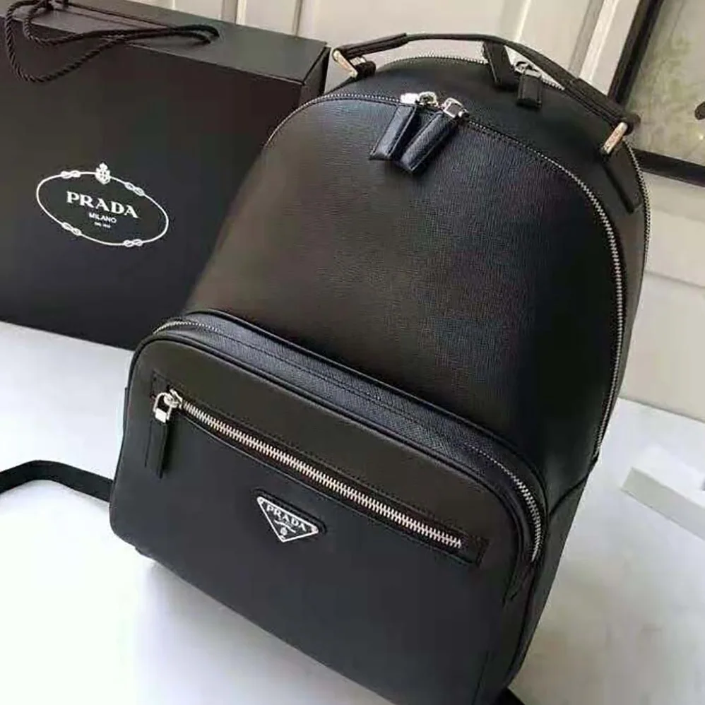 Prada Saffiano Leather Backpack for Men in Black Prada Saffiano Leather Backpack for Men in Black