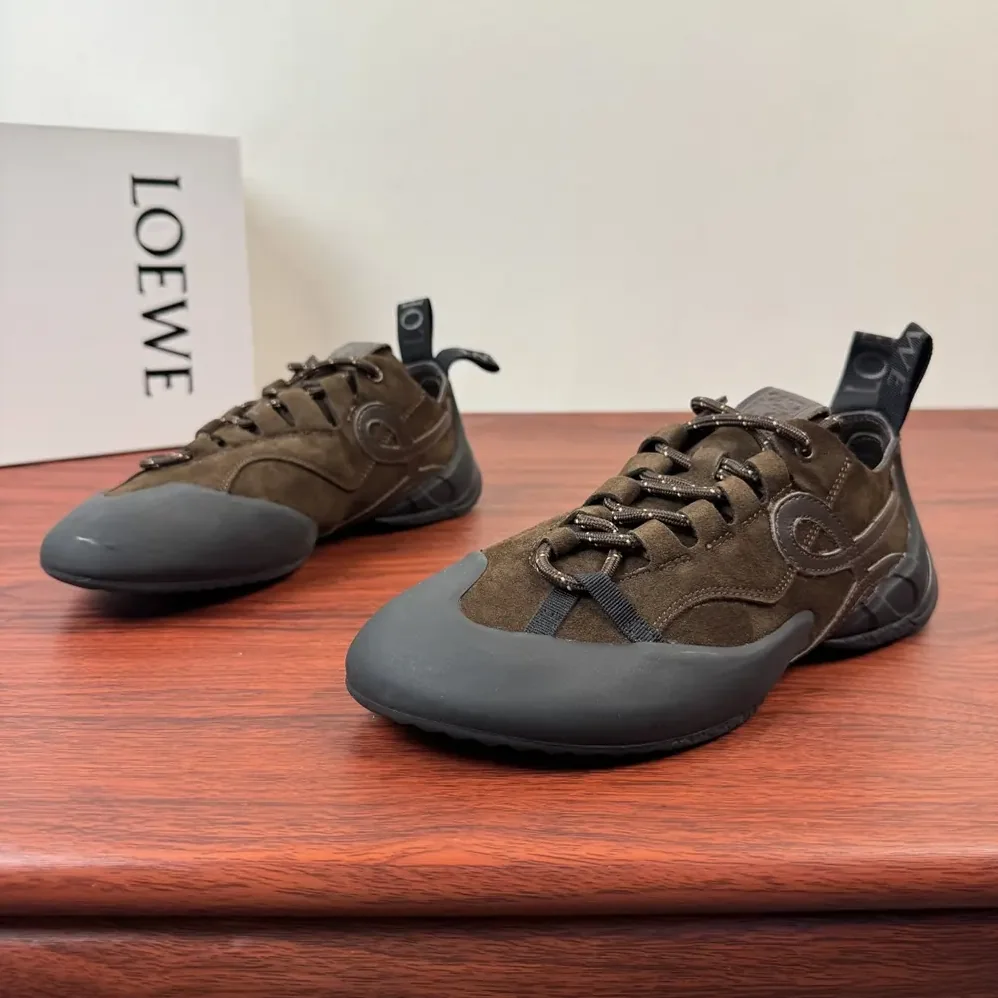 Loewe Grip Sneaker in Calfskin Suede for Unisex in Dark Brown