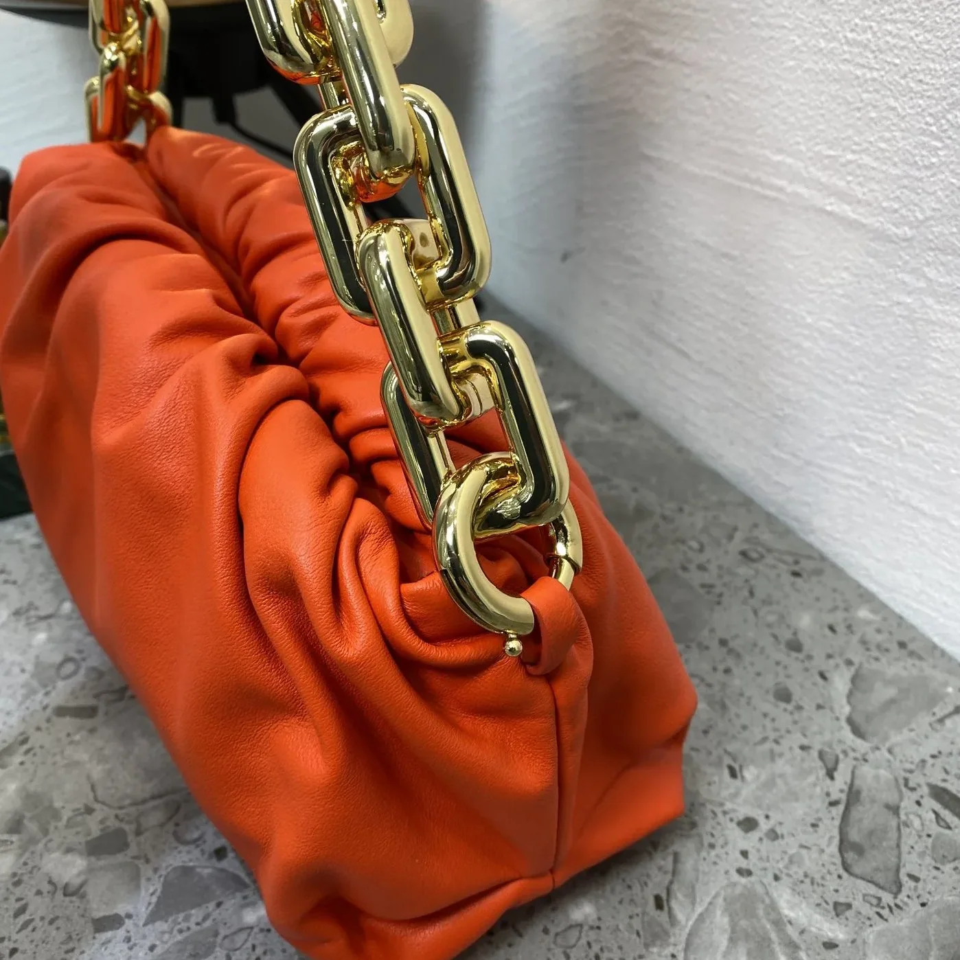 Bottega Veneta Chain Pouch Orange