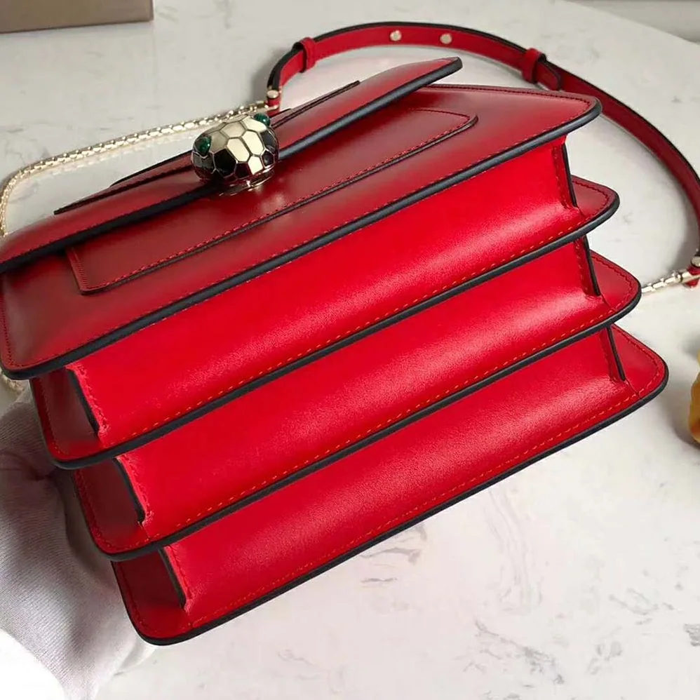 Bvlgari Serpenti Forever Medium Flap Cover Handle Bag Calfskin in Red Bvlgari Serpenti Forever Medium Flap Cover Handle Bag Calfskin in Red