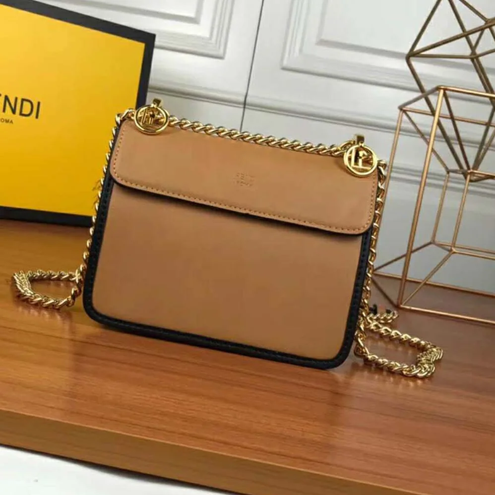 Fendi KAN I F Small Black Leather Mini for Women in Bag in Calf