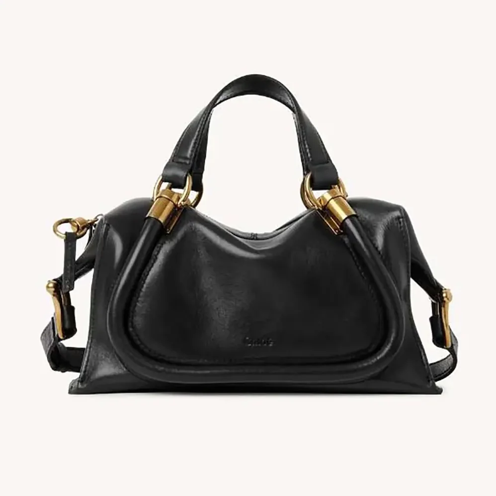 Chloe Small Paraty 24 Bag in Shiny Leather for Women in Black Chloe Small Paraty 24 Bag in Shiny Leather for Women in Black
