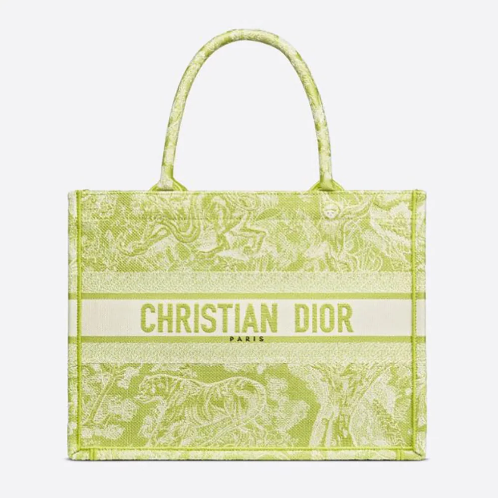 Dior Small Dior Book Tote Lime Toile de Jouy Reverse Embroidery for Women Dior Small Dior Book Tote Lime Toile de Jouy Reverse Embroidery for Women