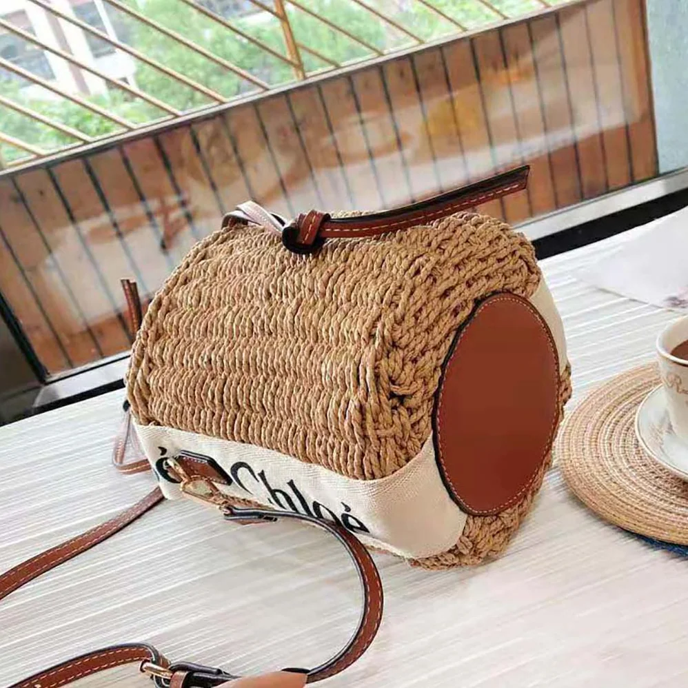 Chloe Small Woody Basket in Fair-trade Paper with the Woody Ribbon for Women Chloe Small Woody Basket in Fair-trade Paper with the Woody Ribbon for Women